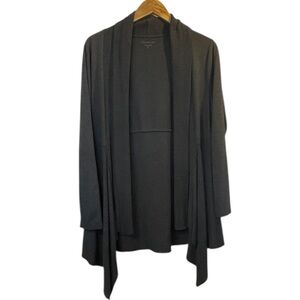 COLDWATER CREEK Charcoal Gray Ribbed Open Front High-Low Hem Cardigan - Sz 16/XL